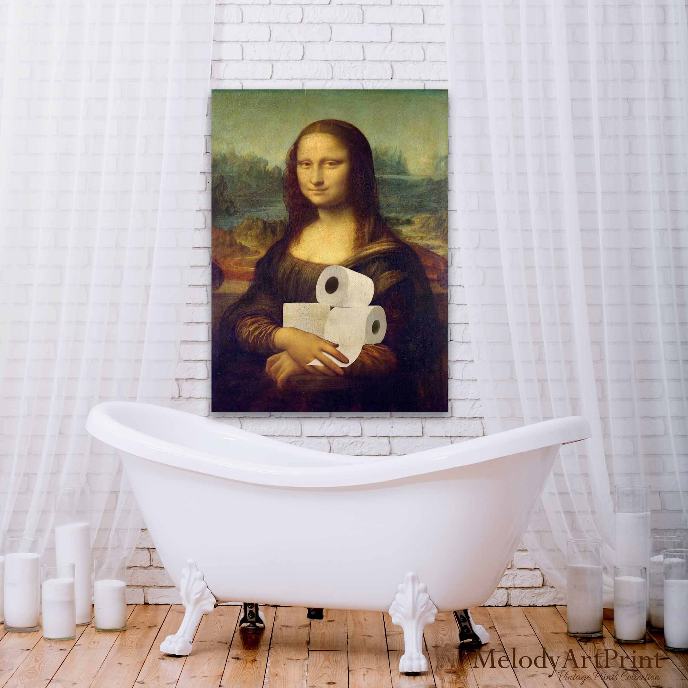 Funny Mona Lisa Bathroom Art Print, Toilet Paper Humor (digital ...