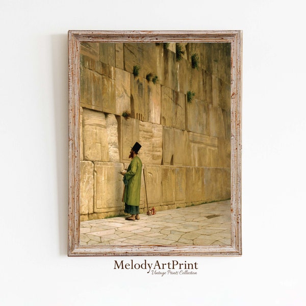 Western Wall Jerusalem Vintage Painting | Printable Wall Art | Digital Download | Antique Digital Print | Digital Vintage Art Print