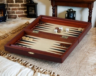 Small gift for him, handmade wooden backgammon set (28x28 cm | 11x11 inches). Retirement, Graduation, Birthday, Anniversary, Housewarming