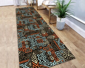 Tribal Aztec Runner Rug: Geometric Boho Kitchen Carpet
