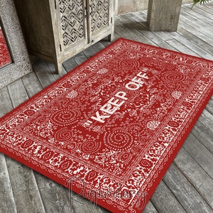 Red and White Keep Off Rug, Cool Sneaker Room Carpet, Keepoff Rug, Aesthetic Hypebeast Decor, Cool rug for Bedroom, Wet Grass Rug