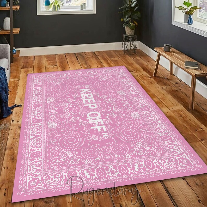 Pink and White Color Keep off Rug for Girl Room, Cool Hypebeast Area Mat, Thick and Soft Sneaker