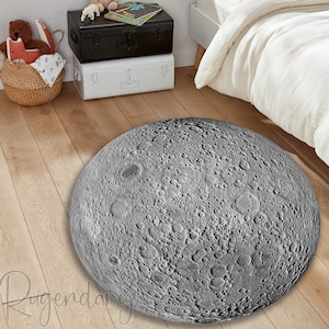 MOON Rug, FULL Moon Carpet, 3D Moon Mat, Planet Space Rug, Thick, Soft, Nonslip, Round Rug, 3D Space Decor