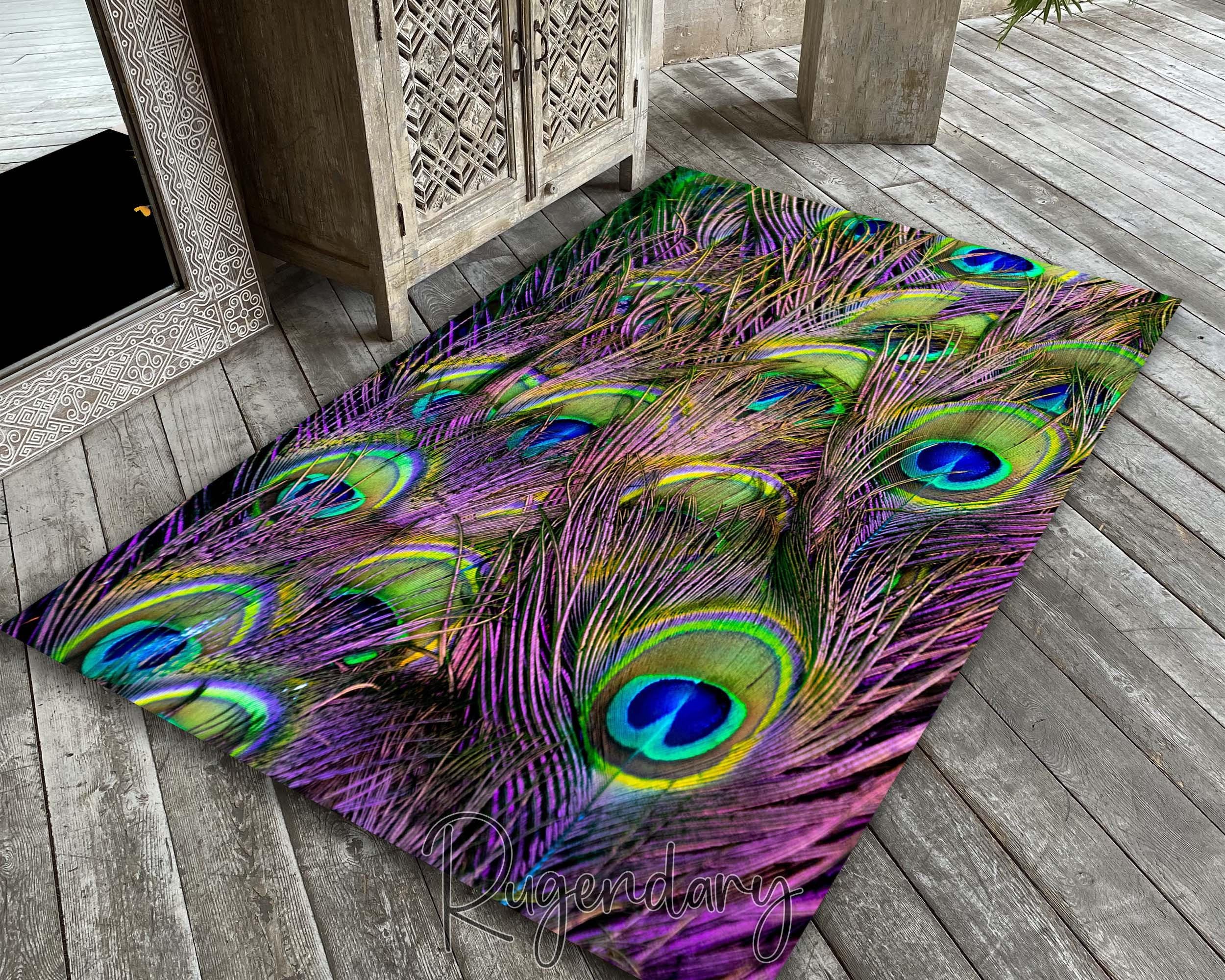 Feathered Rug Peacock Feather Rug: Modern Living Room Carpet - Etsy