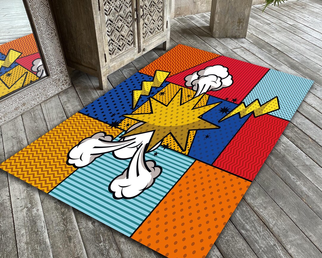 Comic Pop Art Rug: Colorful Explosion Carpet, Retro Decor - Etsy