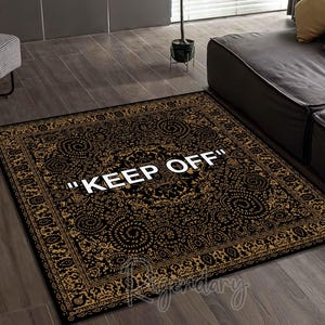 Bronze Color Square Keep Off Rug, Cool Living Room Carpet, Modern Bedroom Rug, Aesthetic Hypebeast Rug, Keep Off Carpet, Keepoff Rug