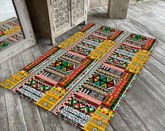 Colorful Patchwork Rug: African Ethnic Bohemian Decor