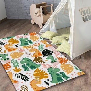 Tappeto colorato per sala giochi per bambini ultra morbido a tema uovo di dinosauro, simpatico tappeto per camera dei bambini Dino, regalo per bambini