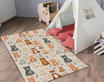 Soft Ivory Bear Rug for Child’s Room, Animal Shaped Plush Carpet, Anti ...