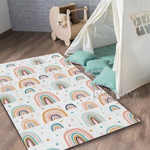 Rainbow Rug, Non-slip Soft Mat for Children Room, Colorful Summer Decor, Nursery Carpet, Kid’s Birthday Party Decoration, Baby Shower Gift