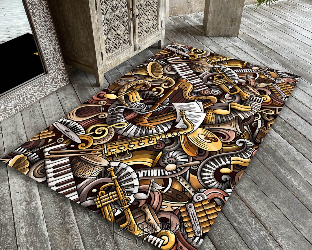 Musical Instrument Rug Cartoon Music Instruments Rug: Orchestra Stage Decor - Etsy