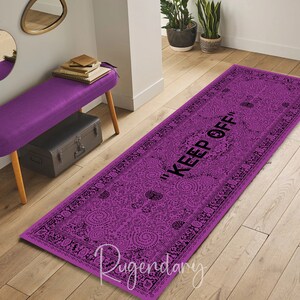 Purple Color Keep Off Rug, Cool Runner Rug for Kitchen, Living Room, Hallway, Modern Area Rug, Keep Off Carpet, Wet Grass rug