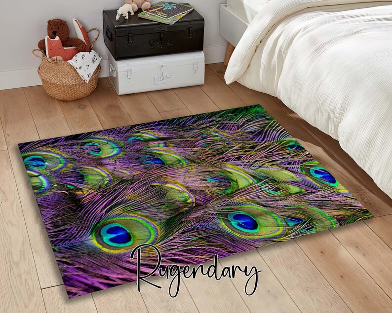 Feathered Rug Peacock Feather Rug: Modern Living Room Carpet - Etsy