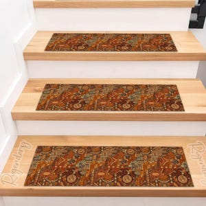 Marche d'escalier en patchwork Tapa : décoration tribale ethnique hawaïenne