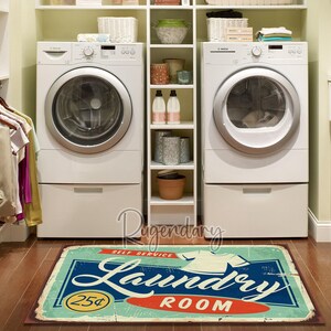 Retro Laundry Room Rug: Non-Slip, Machine Washable Soft Mat image 2
