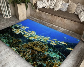 Tropical Fish Ocean Rug: Coastal Beach House Decor
