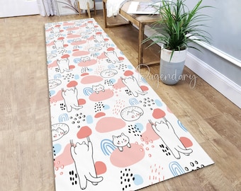 Tapis de passage à motifs de chats de dessins animés, Tapis de cuisine doux, Dimensions personnalisées