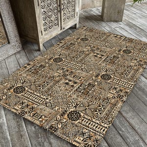 Hawaiian Tribal Rug: Non-Slip Soft Floral Carpet
