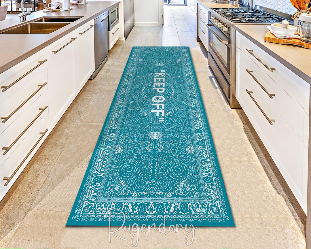 Tappeto Lungo Per Corridoio 120x400 Cm - Antiscivolo, Lavabile In Poliestere - Moderno E Personalizzabile - Blu