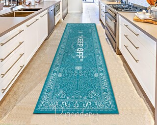 Tappeto Lungo Per Corridoio 120x400 Cm - Antiscivolo, Lavabile In Poliestere - Moderno E Personalizzabile - Blu