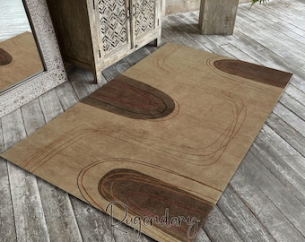 Scandinavian Rug, Minimal Home Decor, Boho Style Carpet, Modern Mat, Living Room Rug