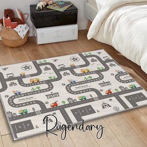 Tapis carte routière de la ville, tapis de jeu doux pour chambre d'enfant, tapis éducatif alphabet et chiffres, tapis pour tout-petit