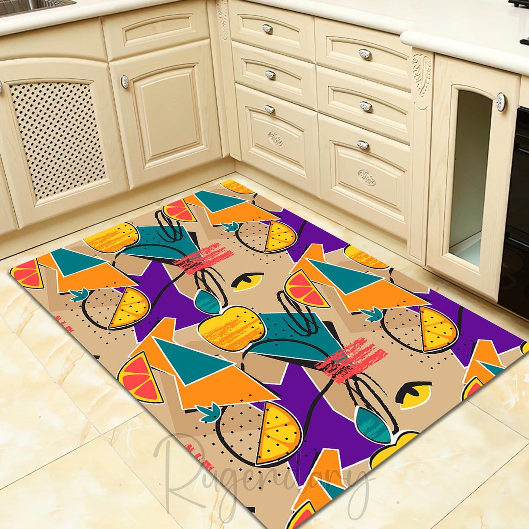 Retro Abstract Geometric Rug Colorful 80s 90s Pattern Carpet Modern Pop ...