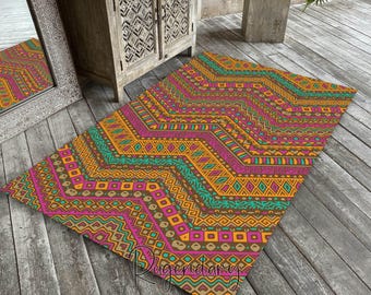 Kolorowy dywan aztecki: dywan w stylu boho tribal
