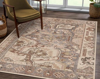 Modern Abstract Rug: Brown Geometric Pattern Carpet