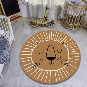 Baby Lion Rug, Soft Carpet, Playroom Mat, Cute Nursery Rug, Plush, Nonslip, Kids Room Decor, Sweet Baby Mat