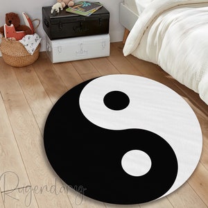 Yin Yang Rug, Meditation Mat, Black and White Round Carpet, Coffee Table Rug, Feng Shui Carpet, Yoga Mat