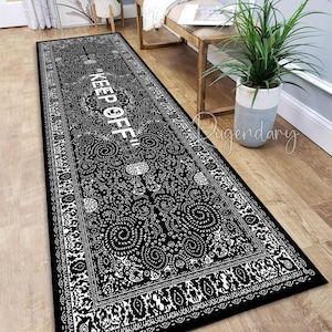 Keep Off Rug, Modern Runner Rug, Cool Rug, Wet Grass Rug Off White, Men Room Decor for Bedroom, Aesthetic Keepoff Mat, Black Keep Off Carpet