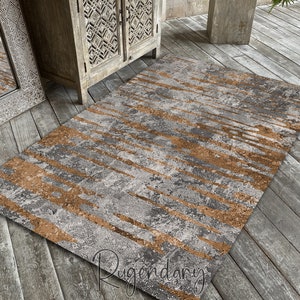Gray and Brown Modern Carpet, Living Room Rug, Bedroom Mat, Stylish Home Decor, Contemporary Area Rug