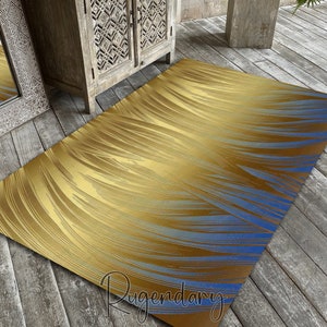 Goldener und Blauer Teppich, stilvoller Wohnzimmerteppich, Schlafzimmermatte, modische Wohnkultur, Küchenmatte