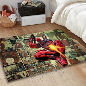 Deadpool Comic Book Rug, Marvel Decor, Dorm Mat