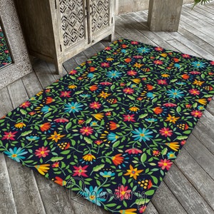 Bunte Blumen Teppich Teppich, Teppich Teppich, Wohnzimmer Teppich, Floral Home Decor, Botanischer Garten Teppich Dekor
