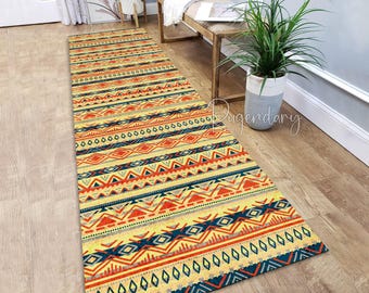 Boho Runner Rug: Ethnic Aztec Hallway Carpet, Extra Large