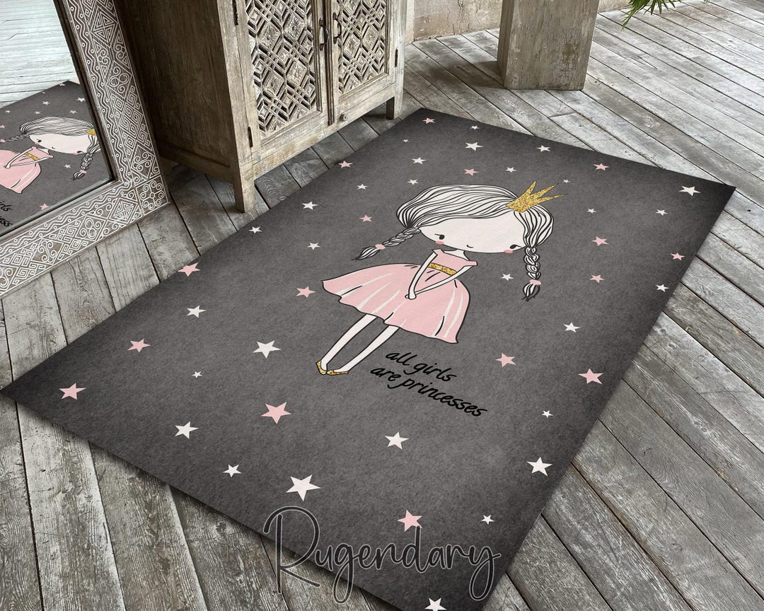 Princess Rug: Black Nursery Carpet, Stylish Girl Room Decor - Etsy