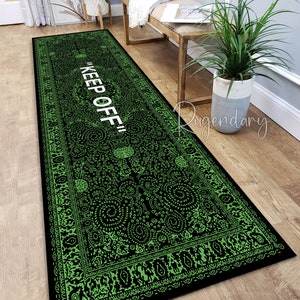 KEEP OFF Rug, Cool Runner Rug for Men Bedroom, Keep Off Carpet, Green and Black Keep Off Rug, Hypebeast Wet Grass Rug