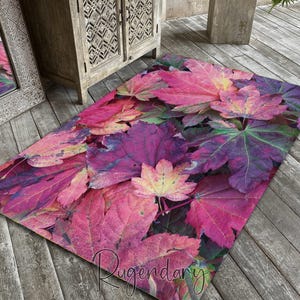 Dry Leaf Pattern Rug, Living Room Carpet, Autumn Decor, Leaves Mat, Housewarming Gift
