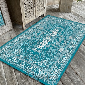Blue Keep Off Rug, Cool Hypebeast Decor for Sneaker Room, Modern Keep Off Carpet for Living Room, Bedroom, Kitchen Runner Rug, Keepoff Rug