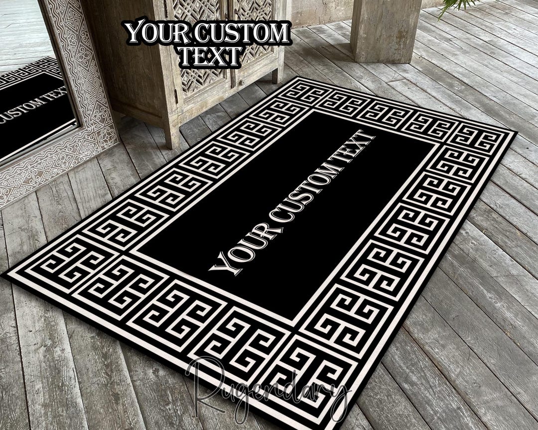 Custom Greek Key Rug: Personalized Entry Mat, Bathroom Carpet - Etsy