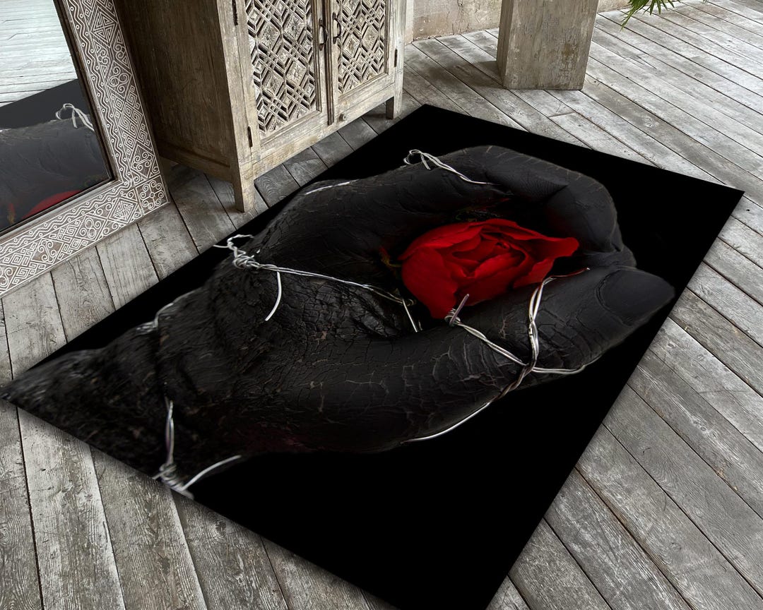 Gothic Rose Rug: Dark Romance Barbed Wire Art Floor Mat - Etsy
