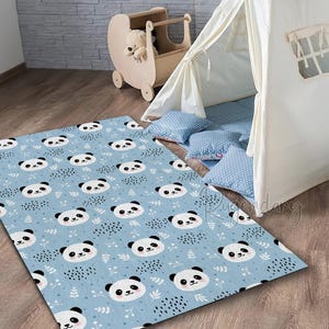 Cute Panda Rug, Baby Room Rug, Children Room Carpet, Soft Baby Play Mat, Custom Nursery Rug, Baby Shower Decor