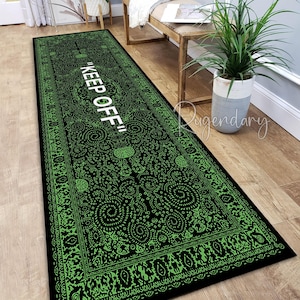 Tapete Keep Off, Tapete Cool Runner para Quarto Masculino, Tapete Keep Off, Tapete Keep Off Verde e Preto, Tapete Hypebeast Wet Grass