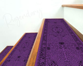 Purple Stair Tread Rug: Oriental Style, Non-Slip, Machine Washable