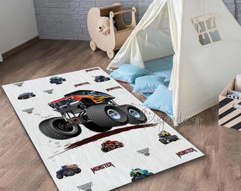 Tapis Monster Truck : tapis de jeu ultra doux pour enfants