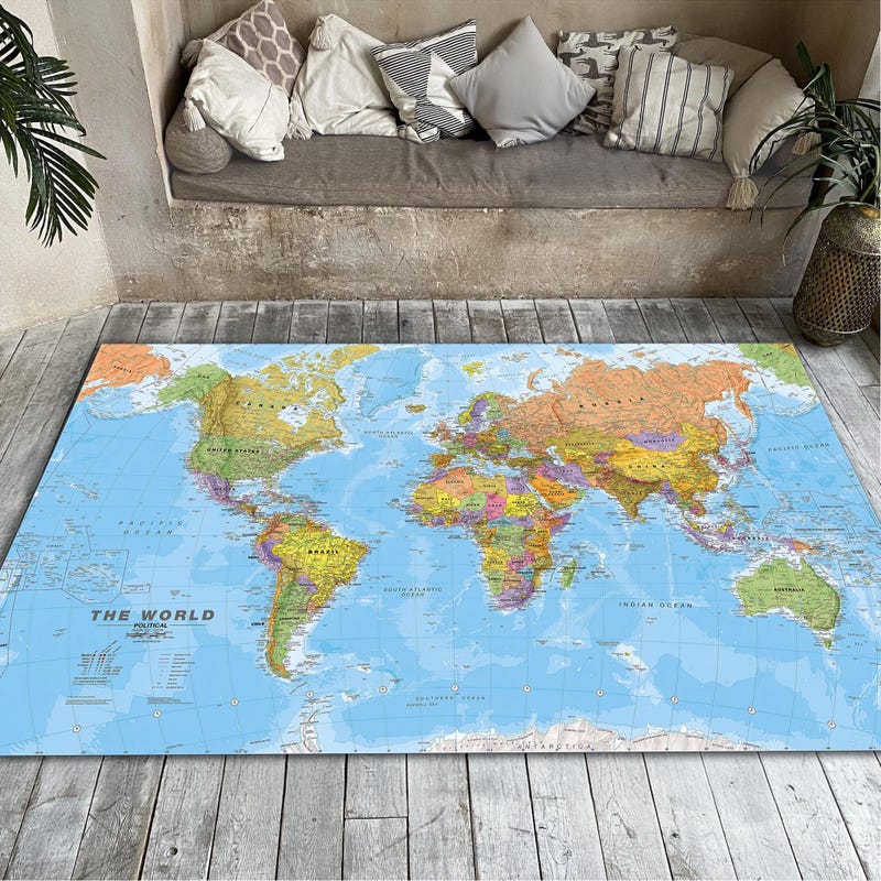 World Map Rug - Etsy