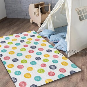 Cute Colorful Spotted Nursery Rug, Ultra Soft Children Room Carpet, Colorful Kids Play Mat, Toddler Rug, Baby Gift