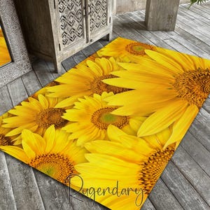 Alfombra de girasol: alfombra floral amarilla, decoración natural para el hogar